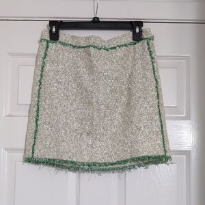 J. Crew Cream and Green Embellished Mini Skirt